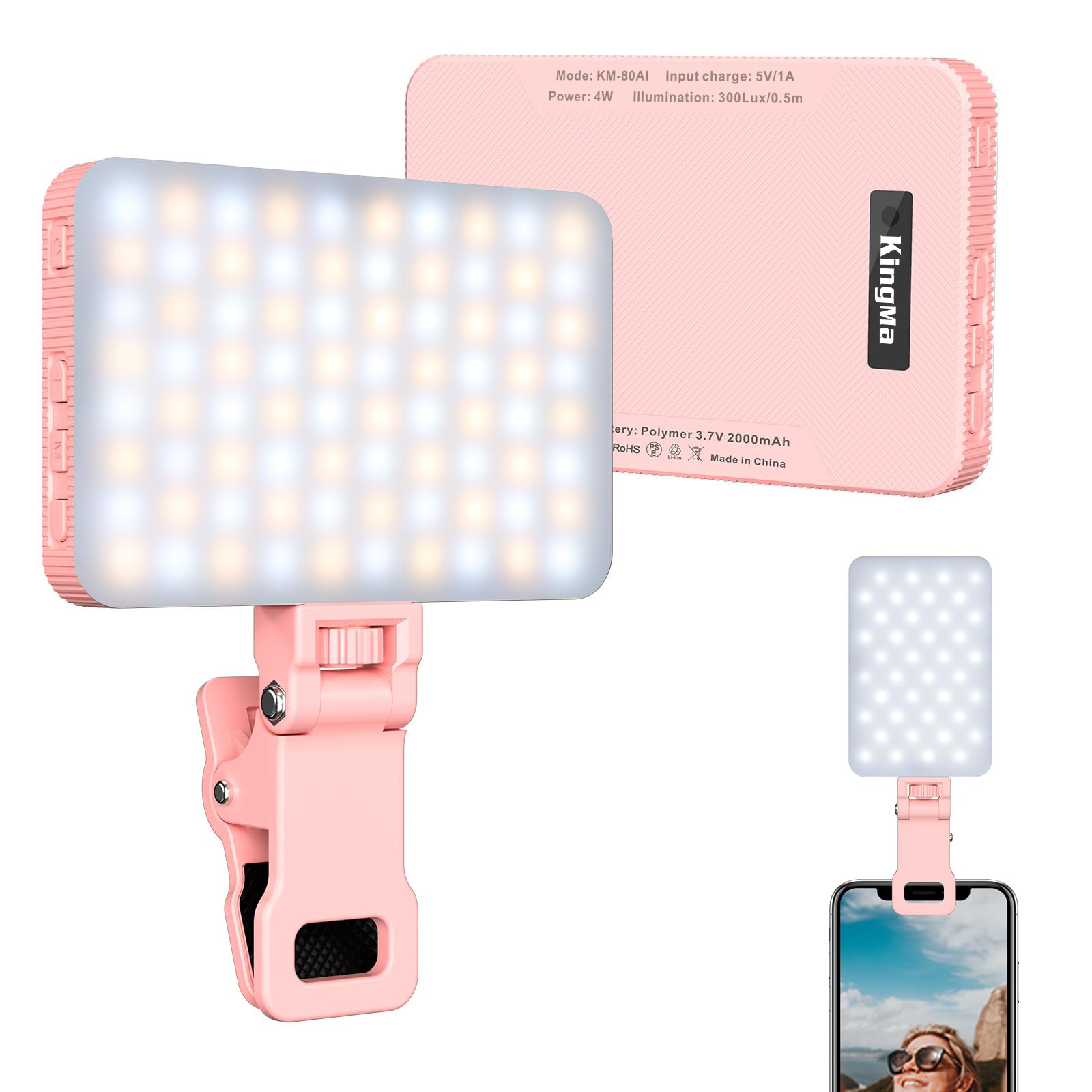 Photography Lighting Handheld - King Ma 핑크 충전식 셀카 라이트-휴대용
